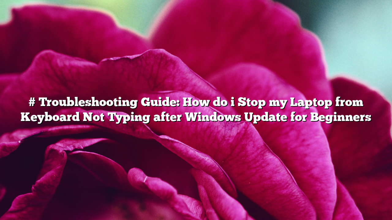# Troubleshooting Guide: How do i Stop my Laptop from Keyboard Not Typing after Windows Update for Beginners